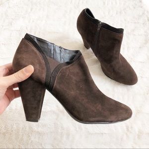 GIANNI BINI Suede Chocolate Brown Heeled Booties